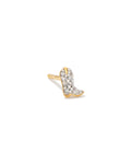 Tiny Cowboy Boot 14k White Gold Single Stud