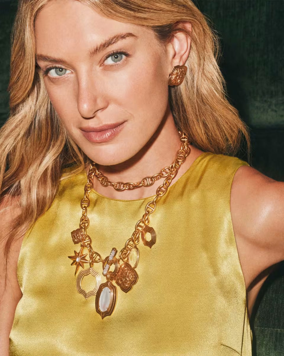 Lilly Vintage Gold Statement Charm Necklace
