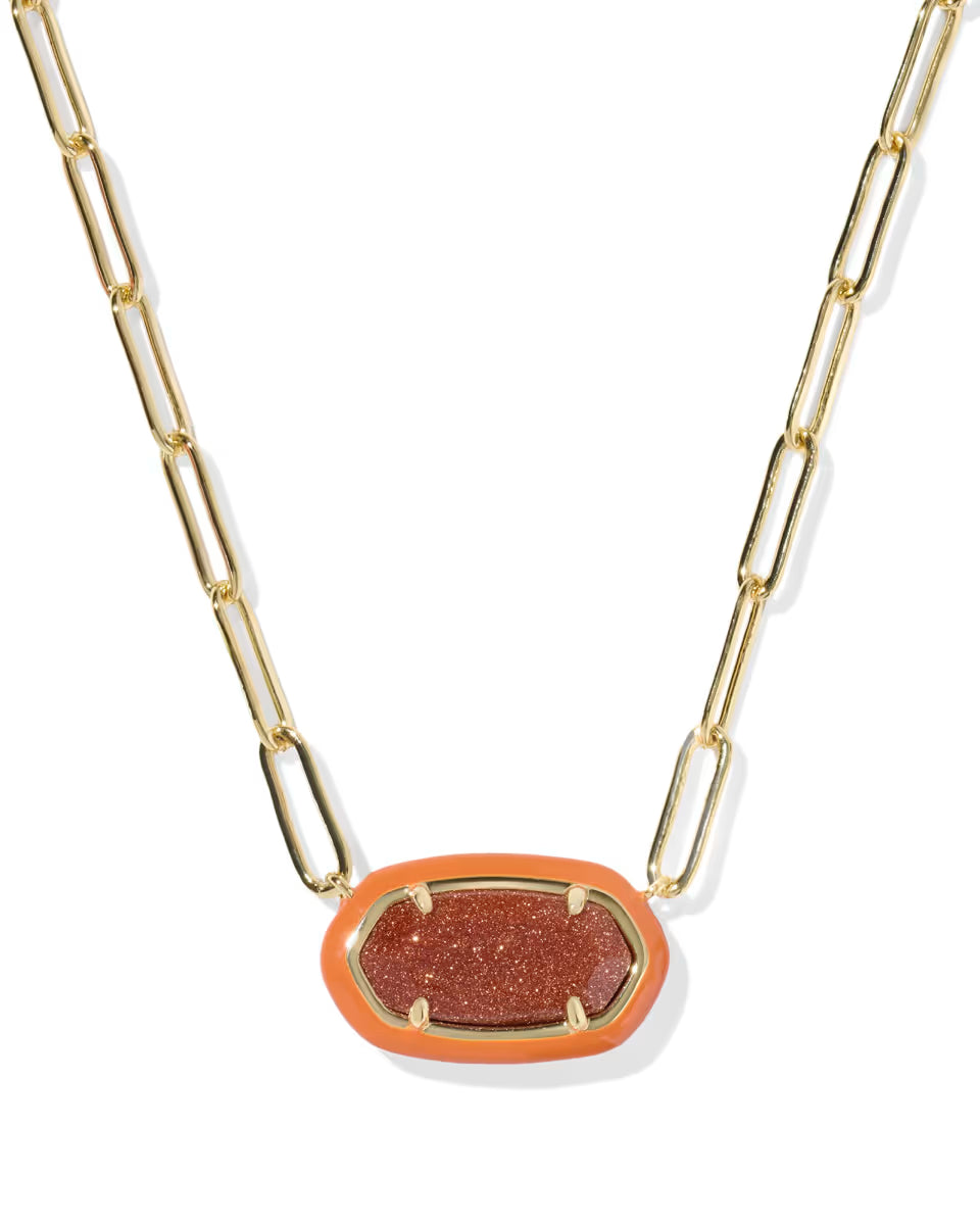 Elisa Enamel Frame Gold Paperclip Necklace