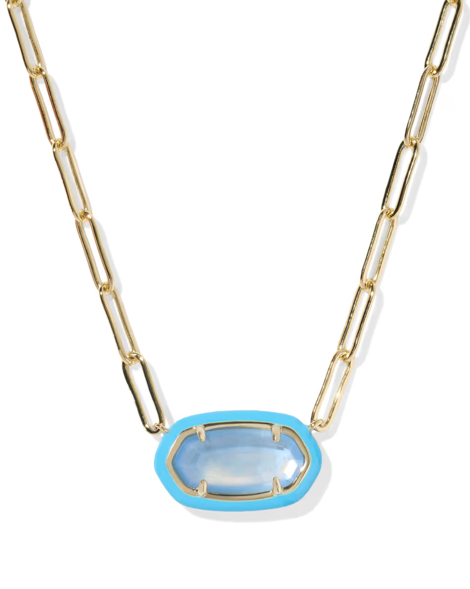 Elisa Enamel Frame Gold Paperclip Necklace