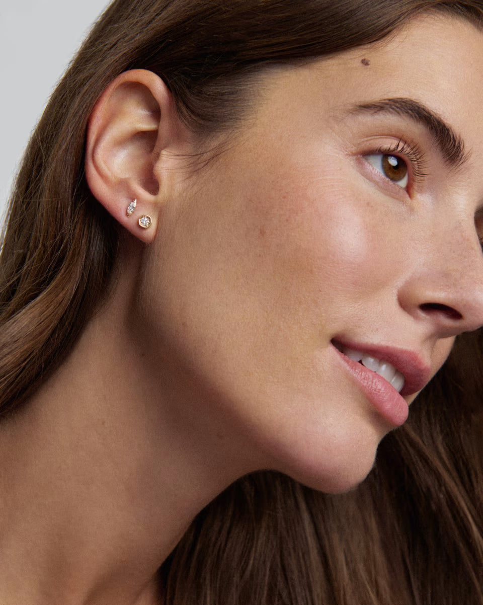 0.2 ct Lab Grown White Diamond Marquise 14k Yellow Gold Studs
