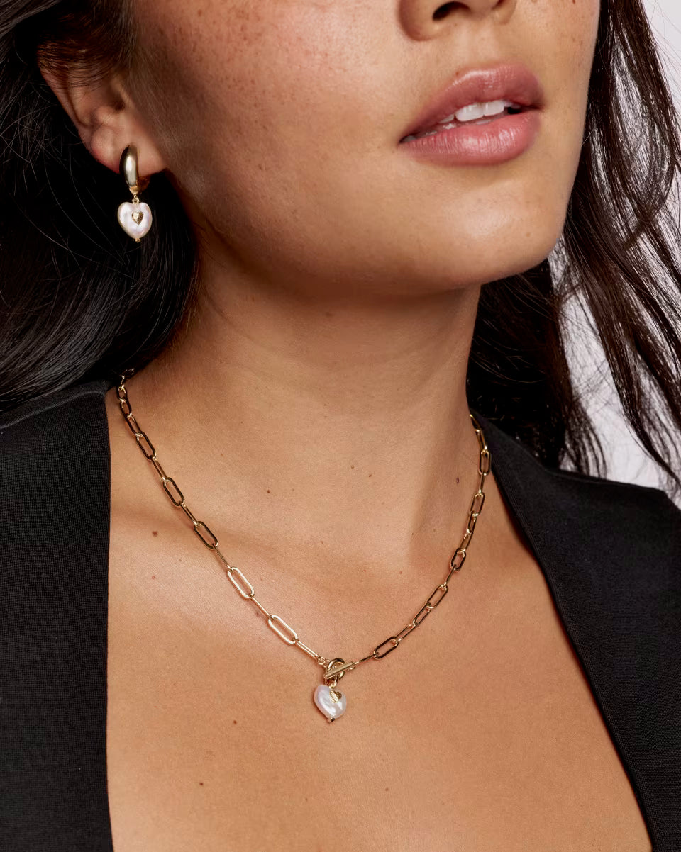 Sasha Heart Gold Link and Chain Necklace