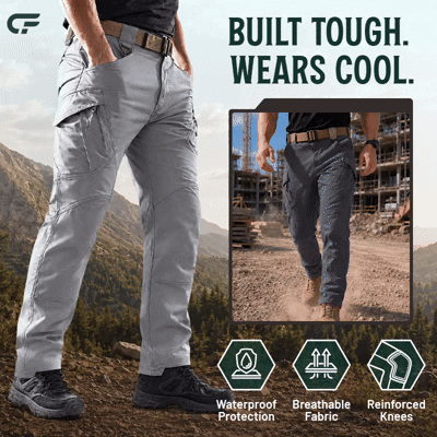 Men's 9-Pocket Straight Fit Tactical Waterproof Pants