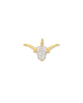 0.1 ct Pave Longhorn 14k Yellow Gold Charm in White Diamond