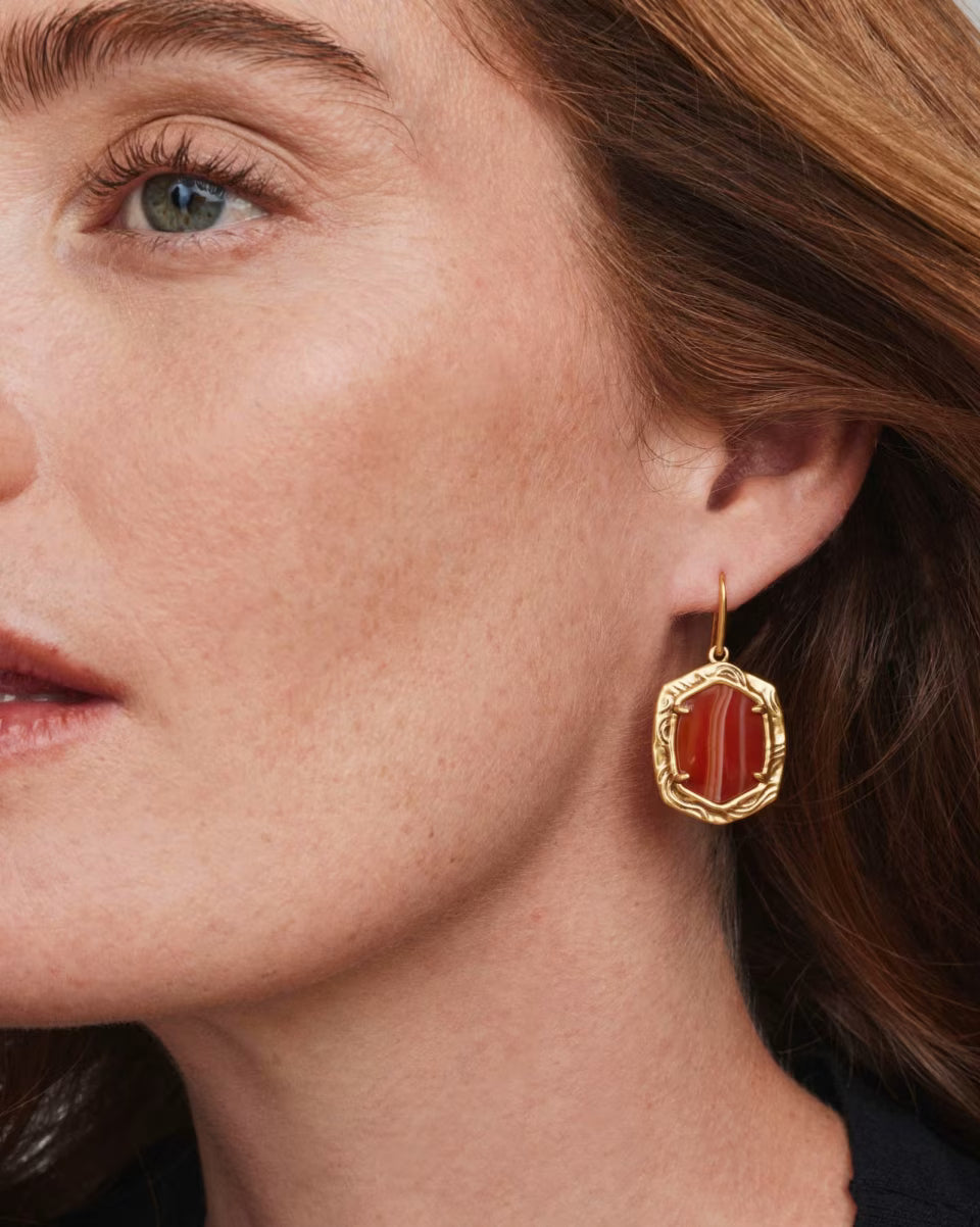 Tiger Striped Daphne Gold Drop Earrings