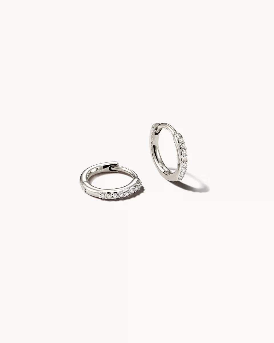 Mila 14k Yellow Gold Huggie Earrings in White Diamond