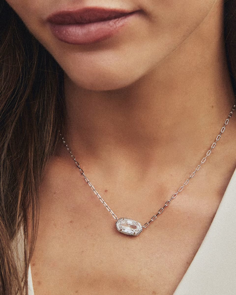 Elisa Luxe Silver Short Pendant Necklace