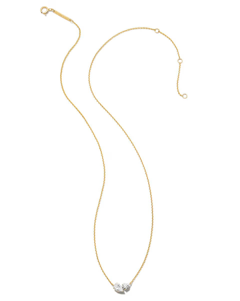 0.51 ct Lab Grown White Diamond Toi et Moi Small Pendant Necklace in 14k Yellow Gold