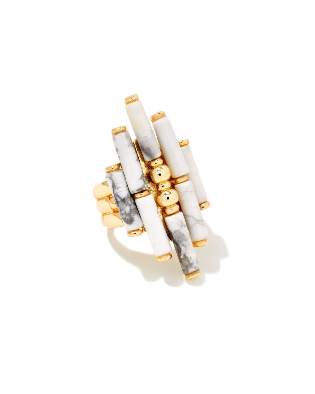 Ember Gold Cocktail Ring in Bronze Veined Turquoise Magnesite Red Oyster