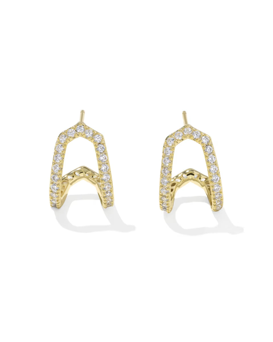 Daphne Pave Silver Huggie Earrings