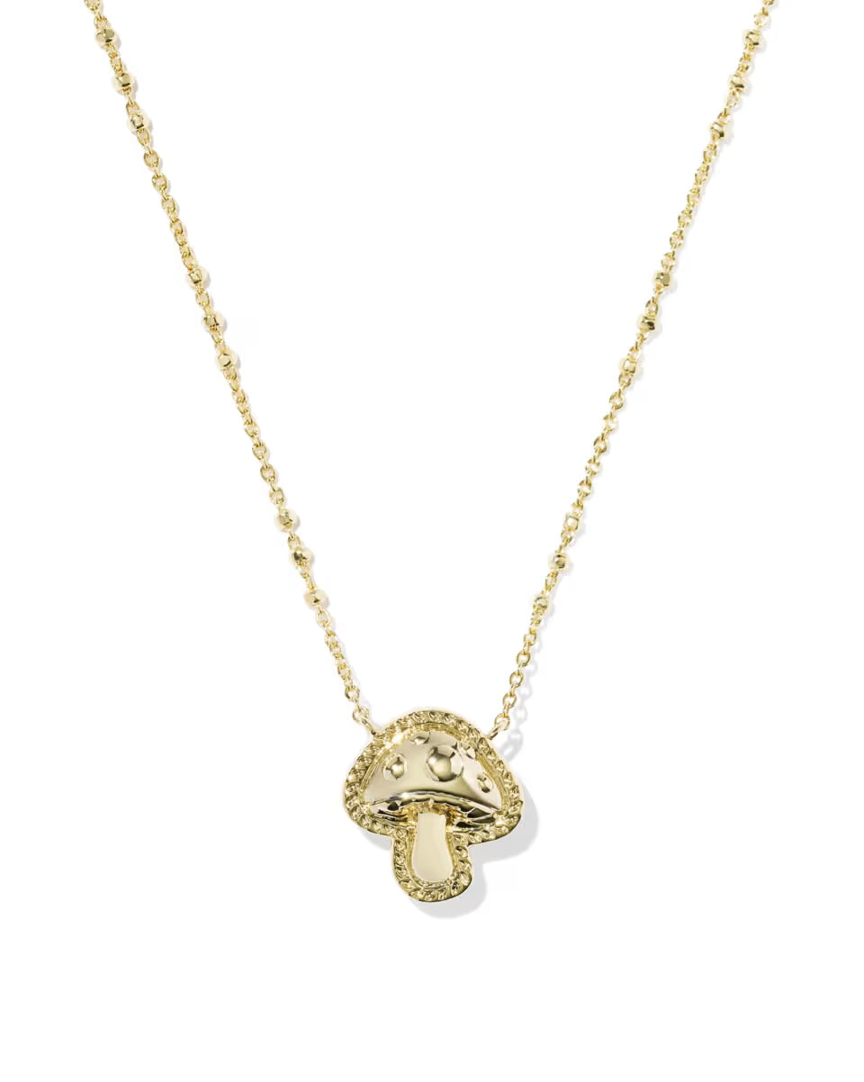 Mushroom Gold Short Pendant Necklace
