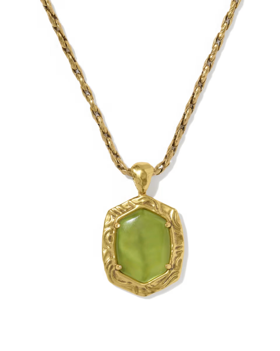 Tiger Striped Daphne Gold Small Long Pendant Necklace