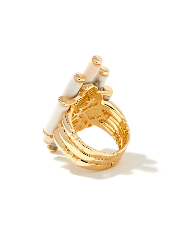 Ember Gold Cocktail Ring in Bronze Veined Turquoise Magnesite Red Oyster