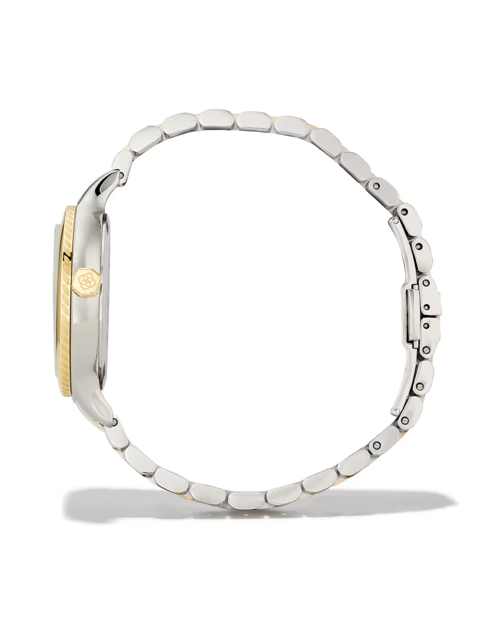 Alex Gold Tone Stainless Steel 35mm Narrow Watch in Ivory Mother-of-Pearl