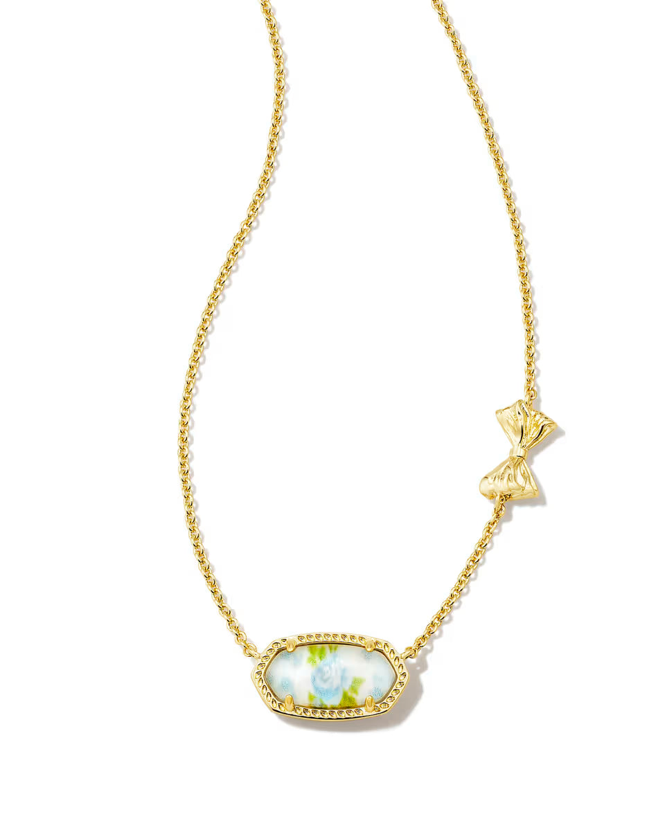 Kendra Scott x LoveShackFancy Gold Elisa Necklace in Blue Romance Blooming Heirloom Illusion