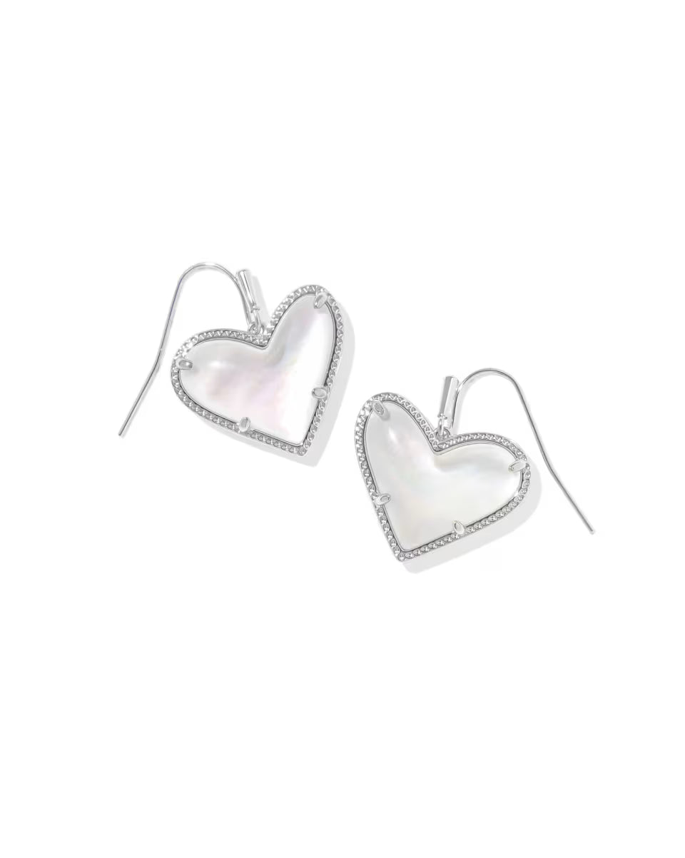 Ari Heart Statement Silver Drop Earrings
