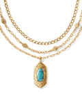 Keziah Vintage Silver Multi Strand Necklace in Sea Green Chrysocolla