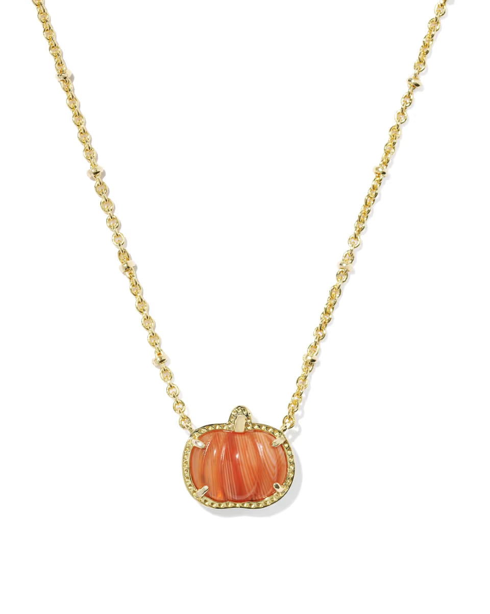 Pumpkin Silver Short Pendant Necklace