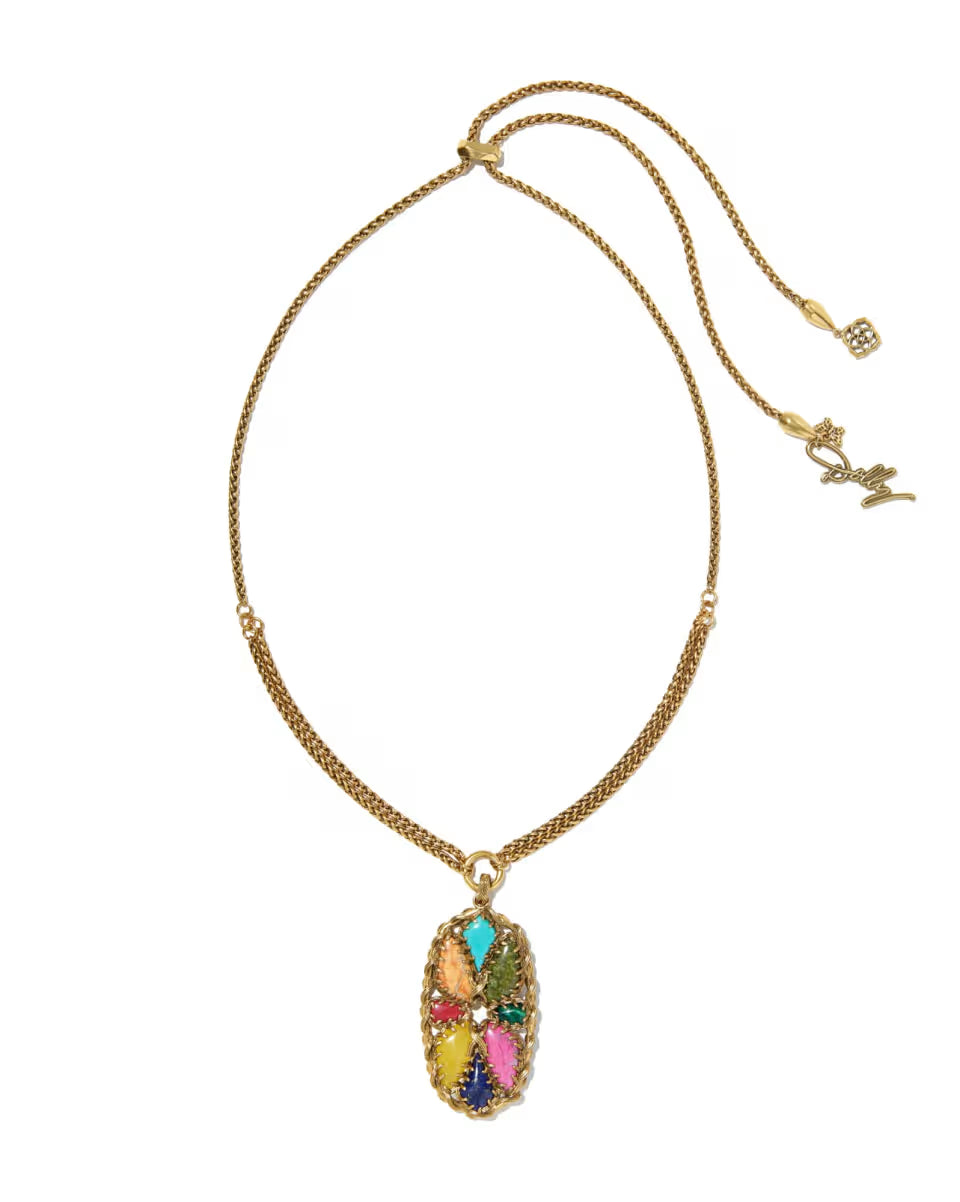 Dolly Parton x Kendra Scott Patchwork Vintage Gold Long Pendant Necklace