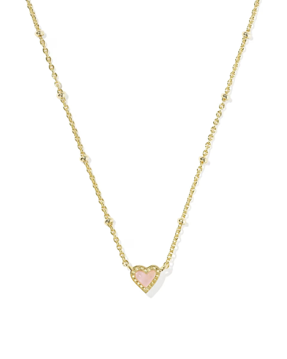 Mini Ari Heart Silver Satellite Short Pendant Necklace