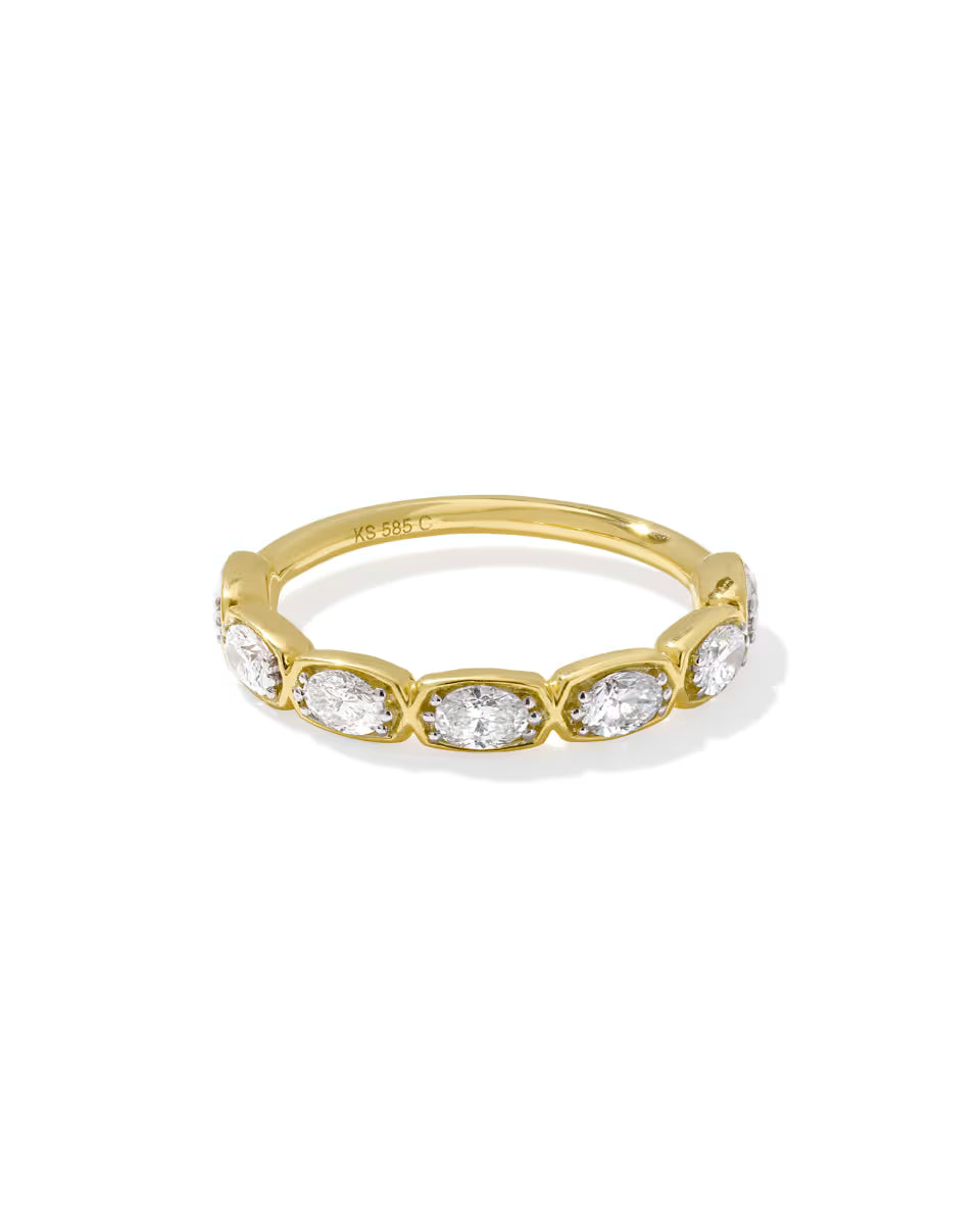 0.7 ct Lab Grown White Diamond Marisa Oval Band Ring in 14k Yellow Gold