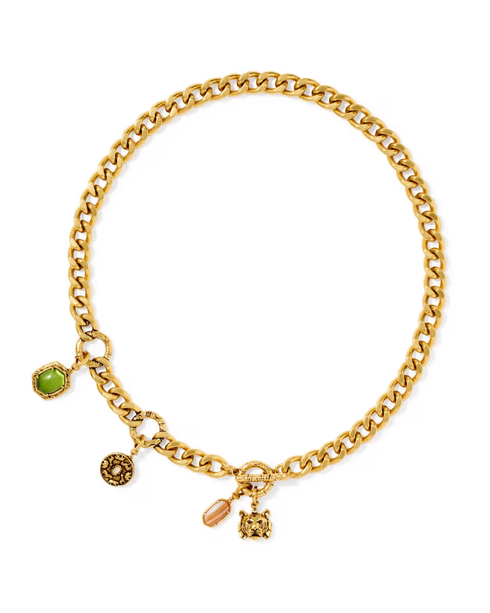 Raina Vintage Silver Charm Necklace