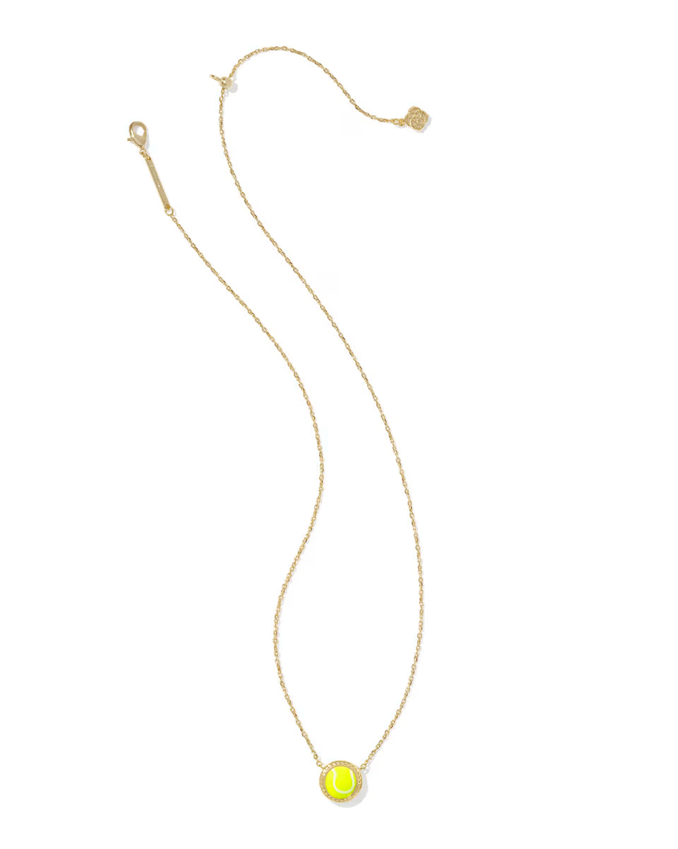 Tennis Silver Short Pendant Necklace in Chartreuse Magnesite