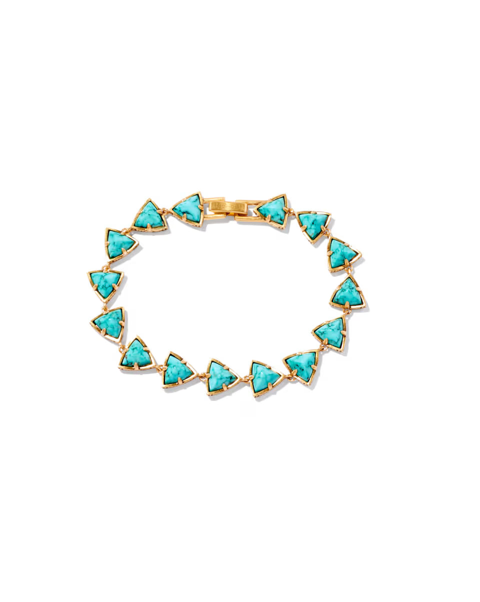 Robby Vintage Silver Link and Chain Bracelet in Variegated Turquoise Magnesite