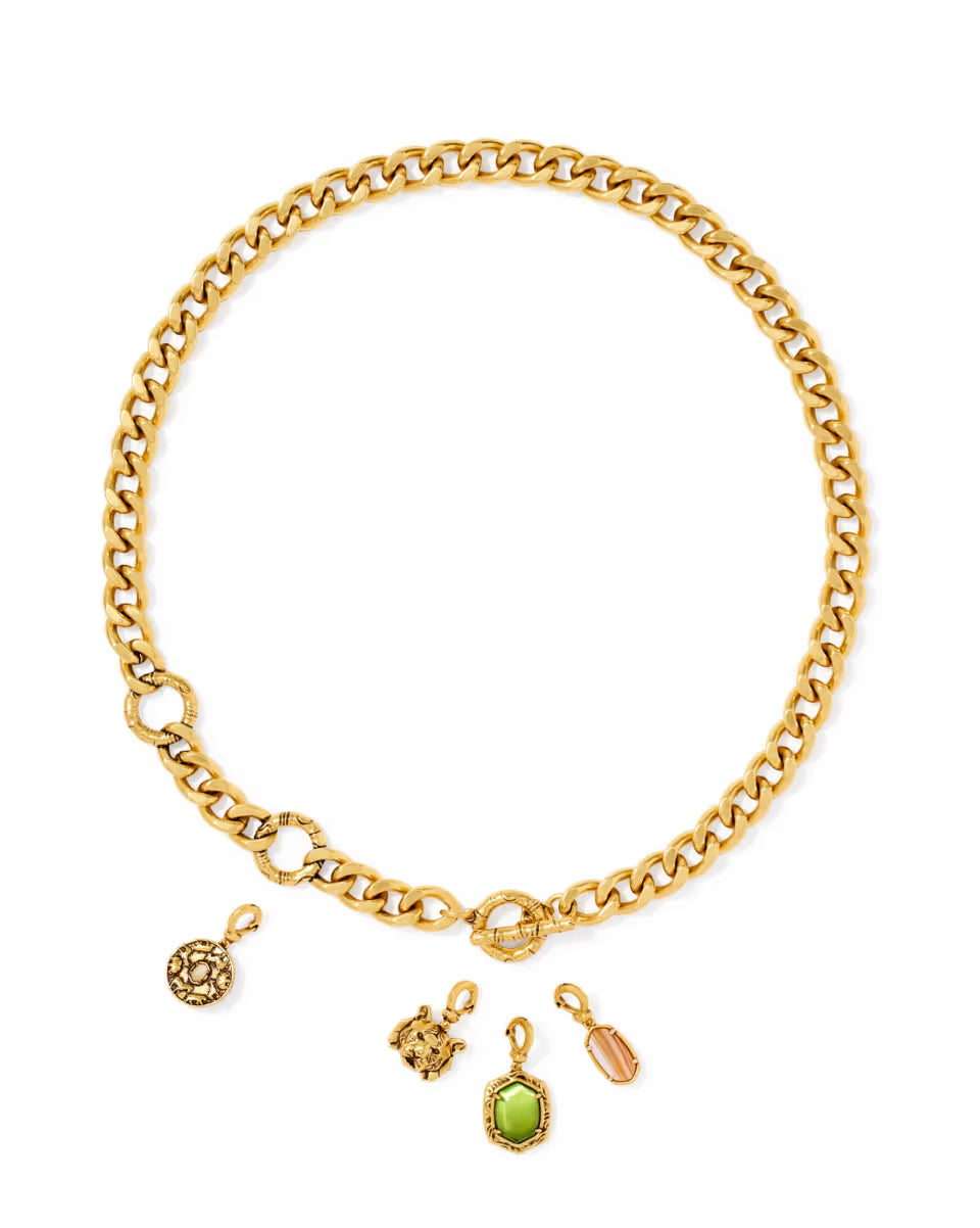 Raina Vintage Silver Charm Necklace