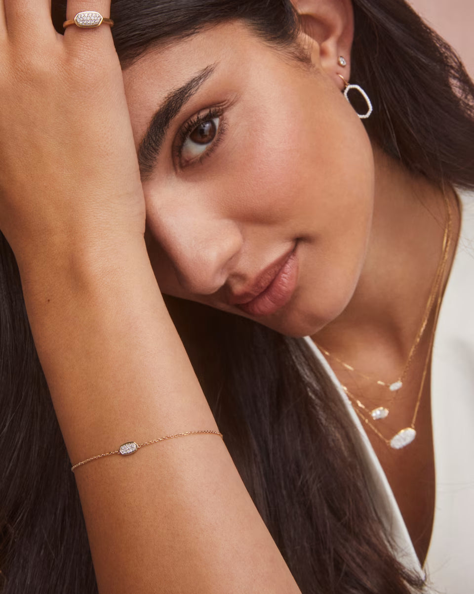 Millicent 14k Yellow Gold Delicate Chain Bracelet in White Diamond