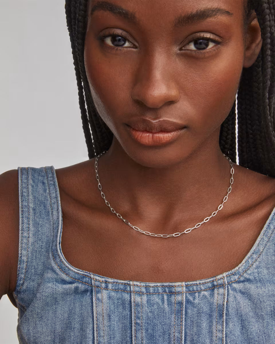 Small Paperclip Chain Necklace in 18k Gold Vermeil