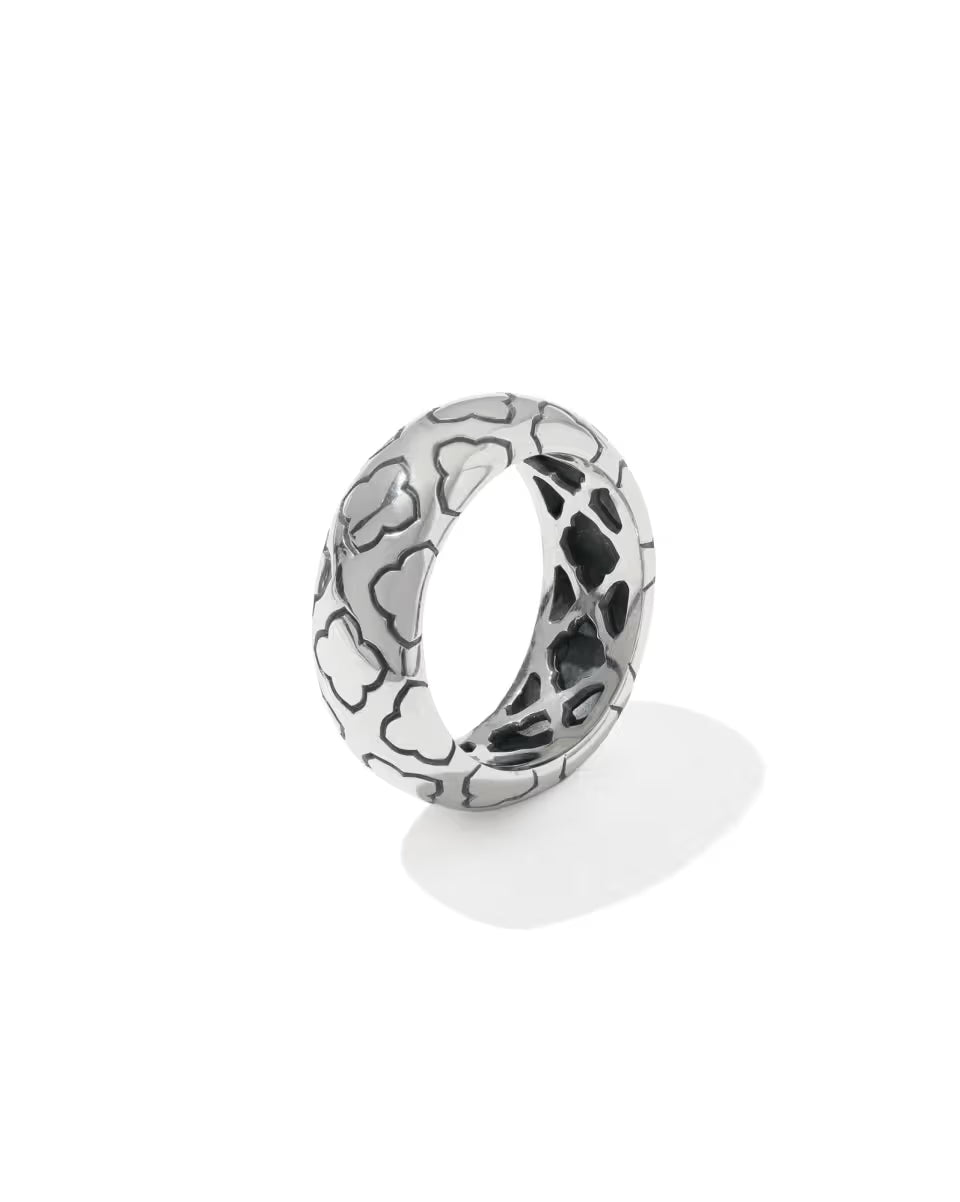Bold Etched 18k Yellow Gold Vermeil Band Ring