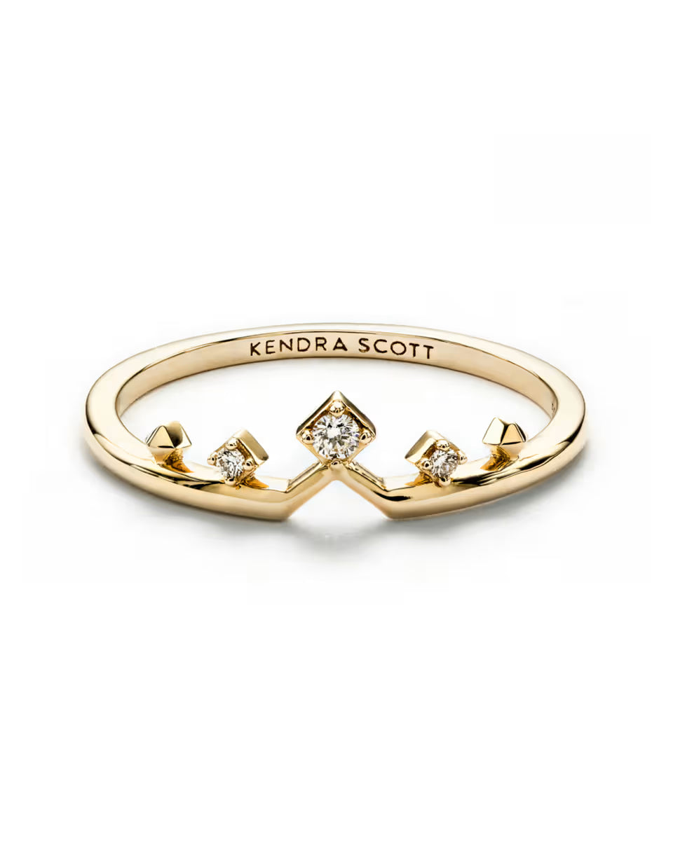 Michelle 14k Yellow Gold Band Ring in White Diamond