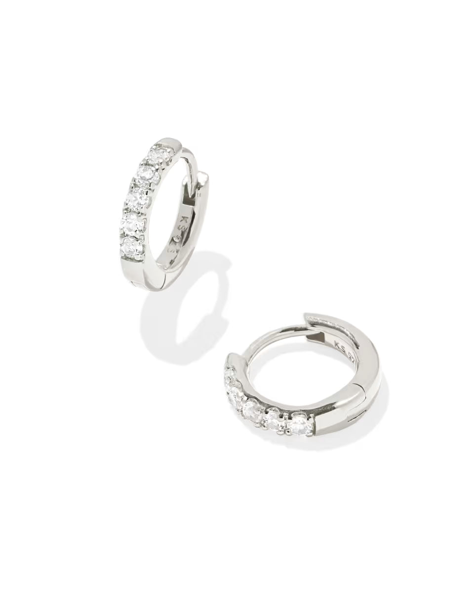 Virginia 18k Gold Vermeil Huggie Earrings in White Topaz