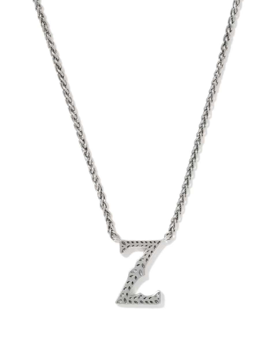 Beau Letter U Pendant Necklace in Vintage Silver