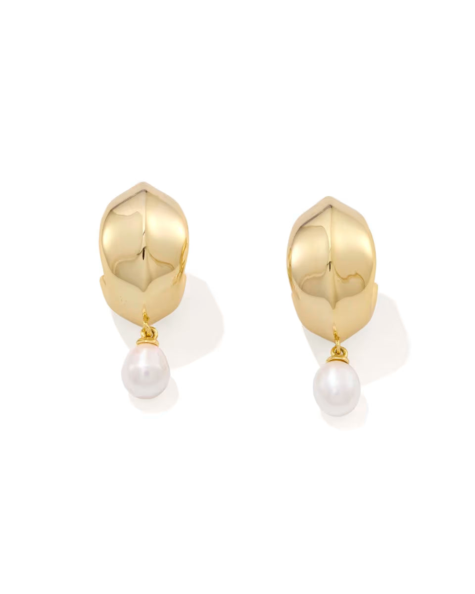Oakland Pearl Gold Huggie Earrings