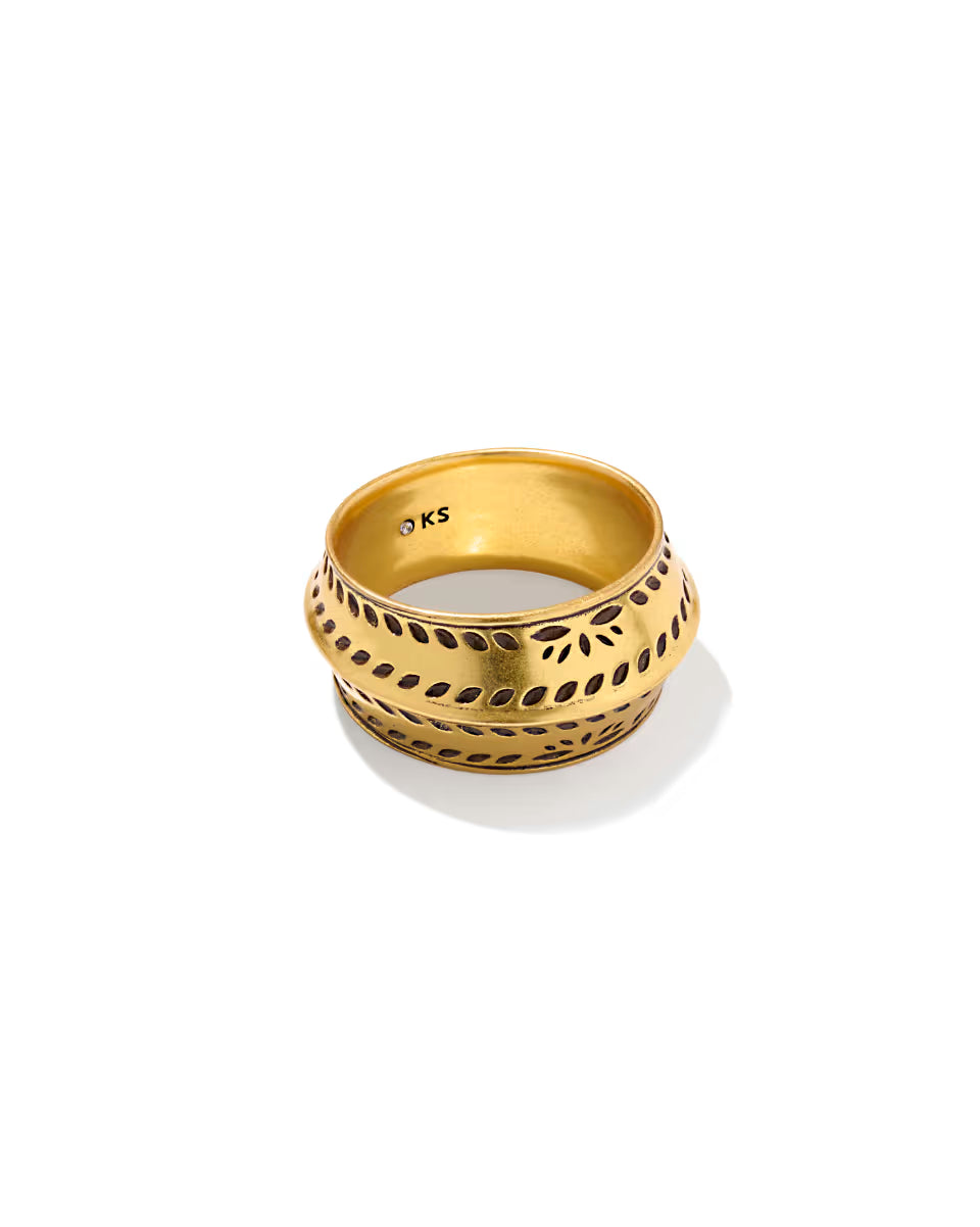 Keziah Vintage Silver Etch Frame Band Ring