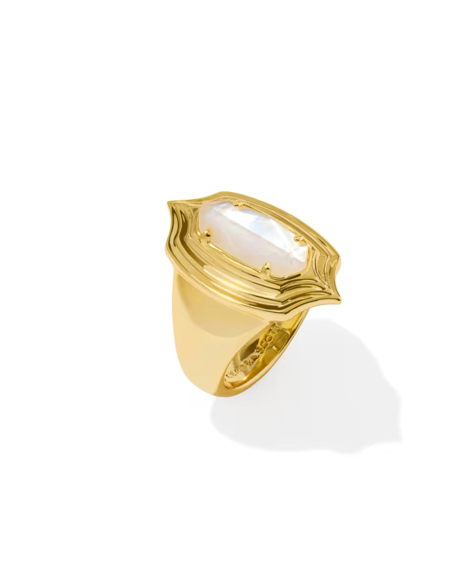 Elyse Stepped Frame Gold Cocktail Ring