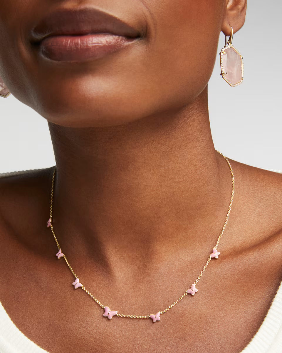 Lillia Butterfly Gold Enamel Strand Necklace