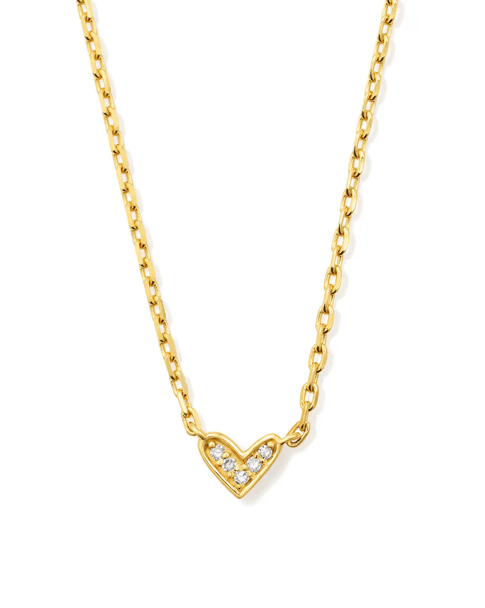 Tiny Ari Heart Sterling Silver Diamond Pendant Necklace in White Diamond