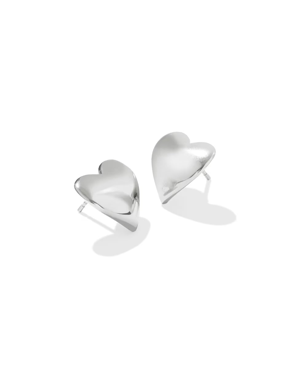 Jasmine Heart Stud Earrings in 18k Gold Vermeil