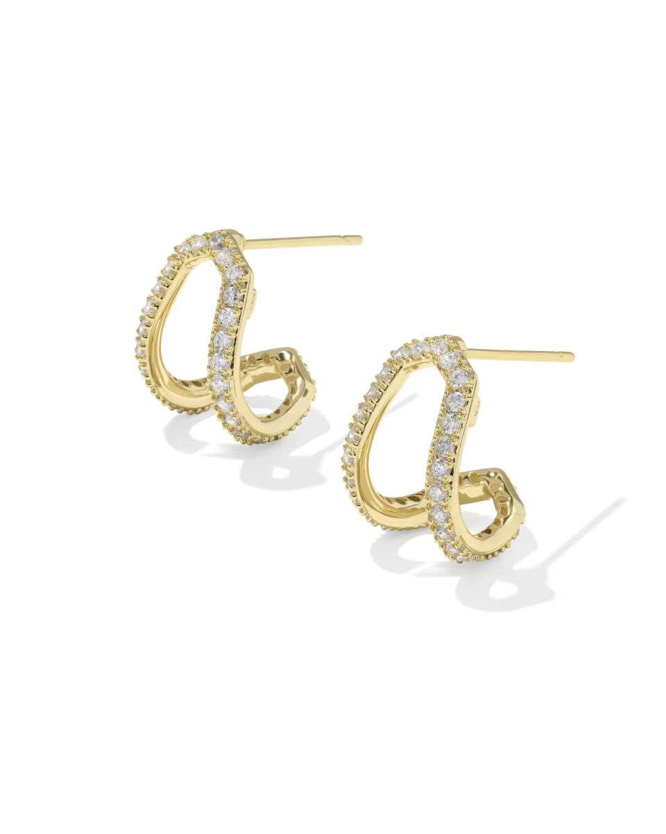 Daphne Pave Silver Huggie Earrings