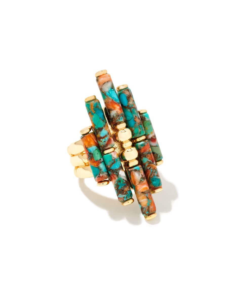 Ember Silver Cocktail Ring in Variegated Turquoise Magnesite