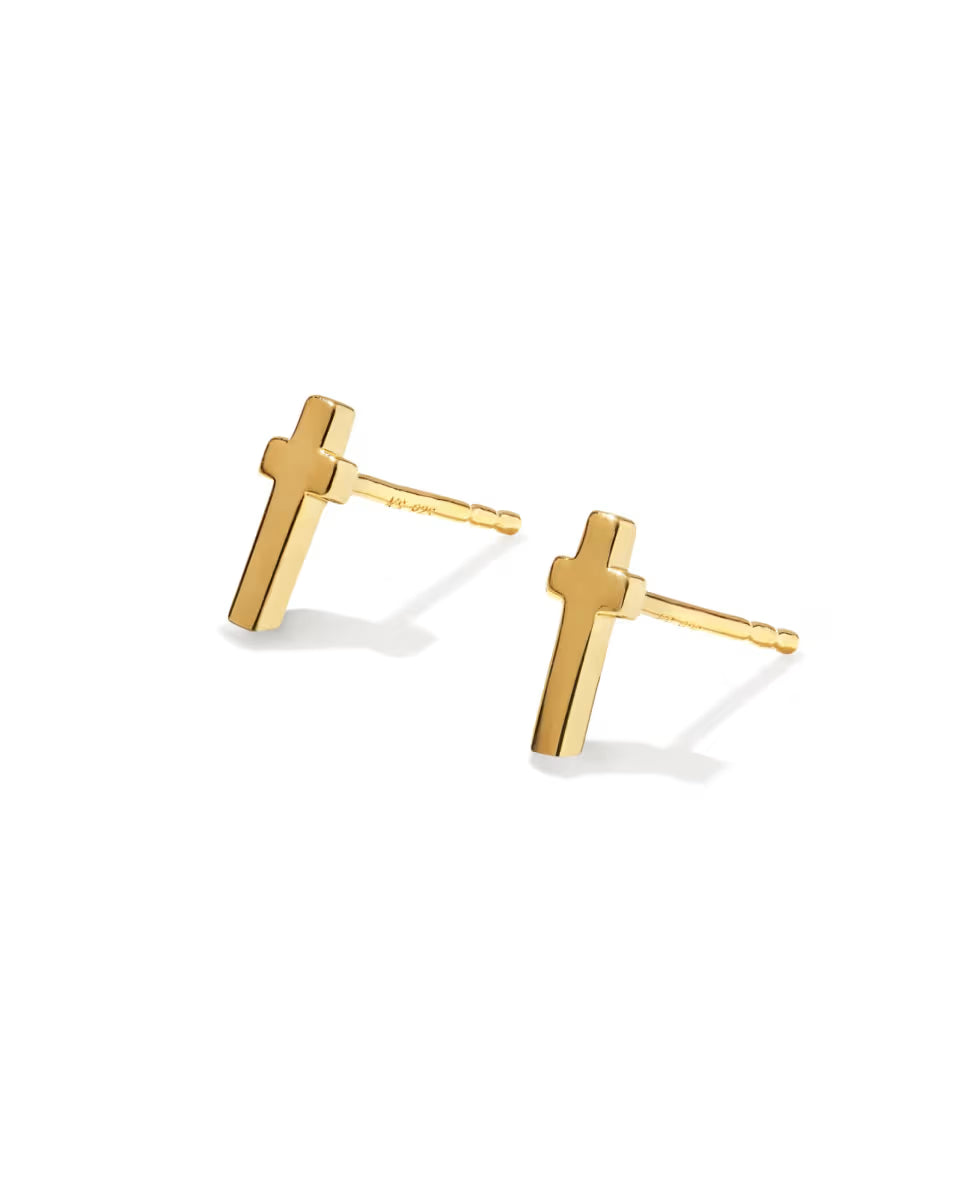 Cross 18k Gold Vermeil Stud Earrings