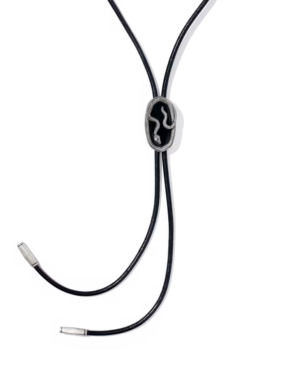 Phoenix Oxidized Sterling Silver Stone Bolo Necklace