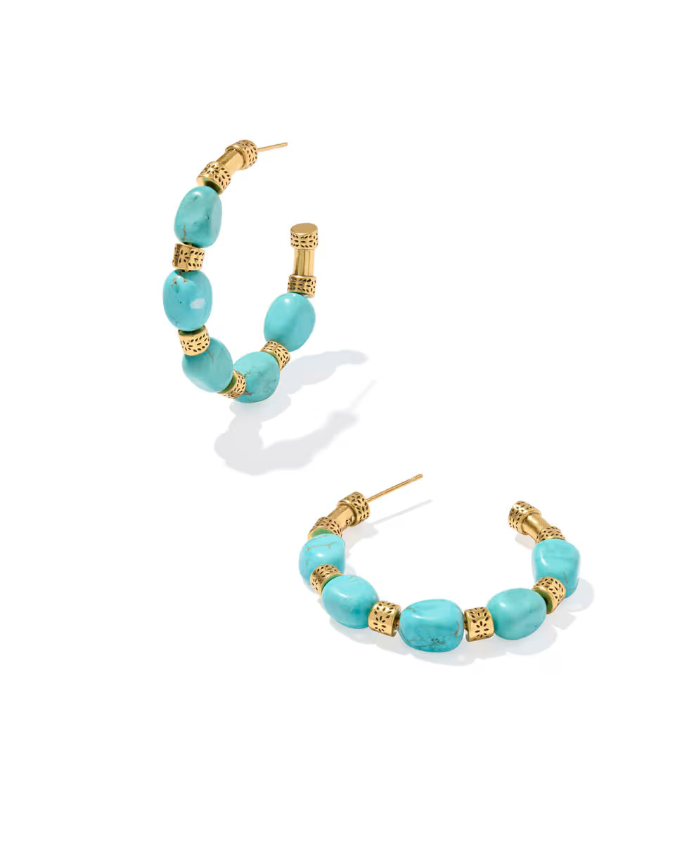 Melinda Vintage Gold Beaded Hoop Earrings