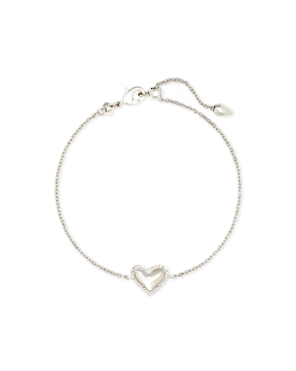 Ari Heart Silver Chain Bracelet in Platinum Drusy