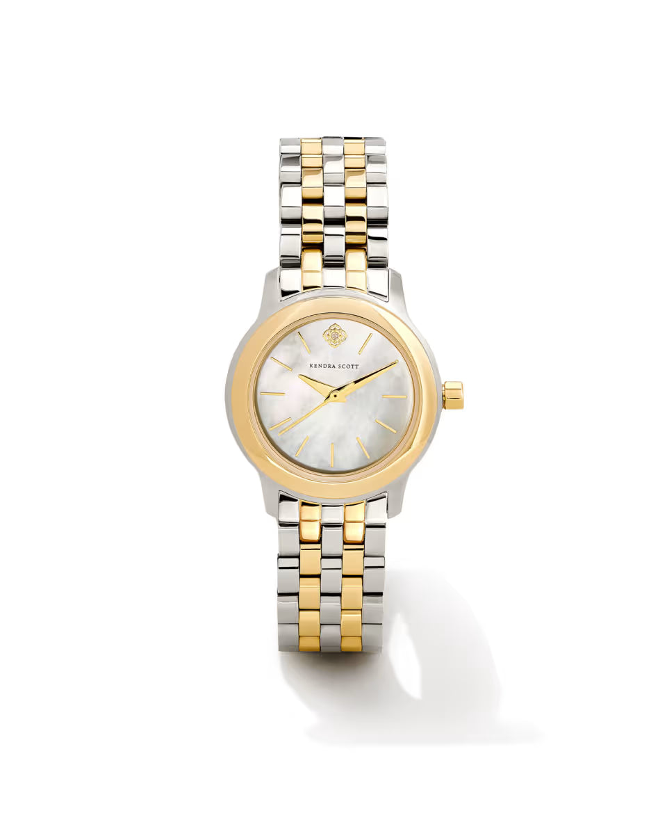 Alex Gold Tone Stainless Steel 28mm Watch in Ivory Mother-of-Pearl