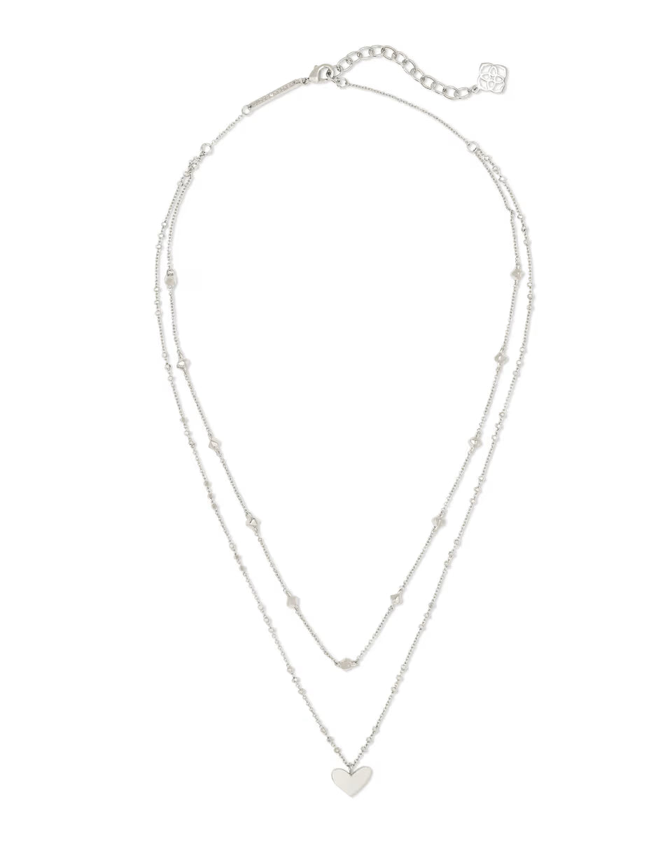 Ari Heart Multi Strand Necklace in Rose Gold