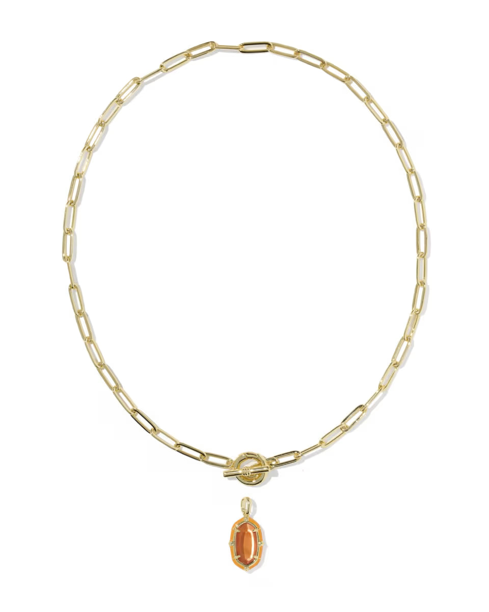 Elisa Gold Enamel Link and Chain Necklace